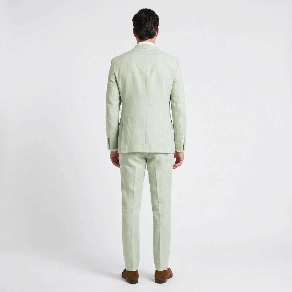 COSTUME DEUX PIÈCES SLIM FIT EN LAINE, LIN, ET SOIE